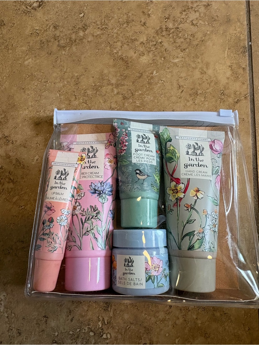 In the Garden Floral Travel Skincare Set - Pastel Pink, Green, Blue